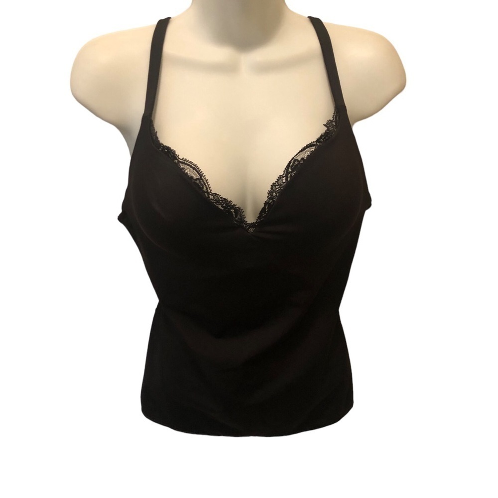 Le Mystere Lace Convertible Cami Sz. D~Cup Black Stretch Padded Bra Adjustable
